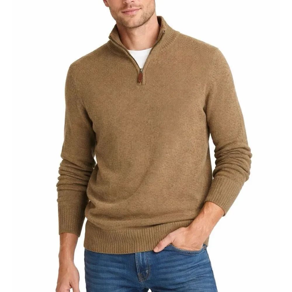 J.Crew 100% Lambswool tan quarter zip sweater M